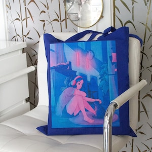 Anime bag &quot;Late night thoughts&quot; jute bag/bag/totebag/fabric bag/shoulderbag