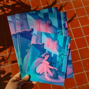 Anime Print "Late Night Thoughts" Druck/ Poster/ Postkarte/ Wanddekoration/ Illustration