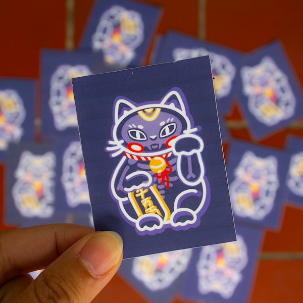 Cute Unlucky Cat Sticker Winke Katze Aufkleber