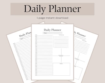 May include: A printable daily planner with a to-do list, time slots, and a notes section. The planner is designed to help you stay organized and on track throughout the day.