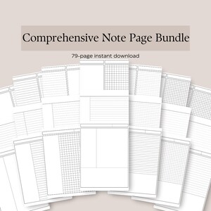 Note Page Bundle | Cornell Note Pages | Digital Note Pages | Instant Download | Printable Note Pages | Letter Size | A4 | A5