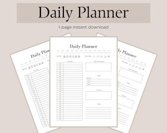 Simple Daily Planner | 1-Page Printable | 3 Sizes
