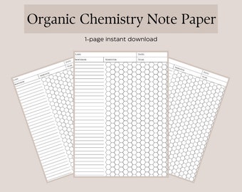 Hexagonal Note Paper | Organic Chemistry Note Paper | 1-Page Instant Download | Letter Sized | A4 | A5