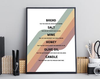 Retro Housewarming Blessing Print: Bread, Wine, Salt Poem (Digital Download)