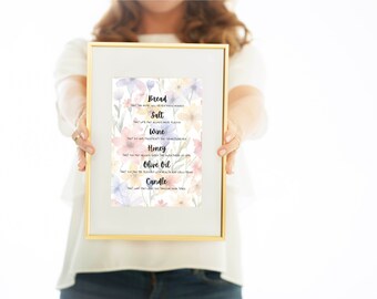 New Home Blessing Print: Bread, Wine, Salt Poem (Digital Download)