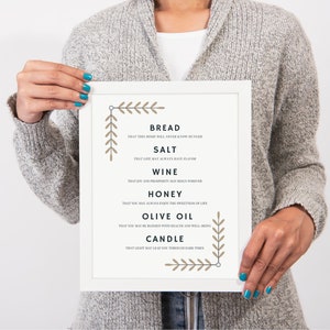 Afdrukbaar Inwijdingsfeest Cadeau, Nieuw Huis Zegen, Brood Wijn Zout Gedicht, Inwijdingsfeest Afdrukbaar, Inwijdingsfeest Cadeaumandkaart