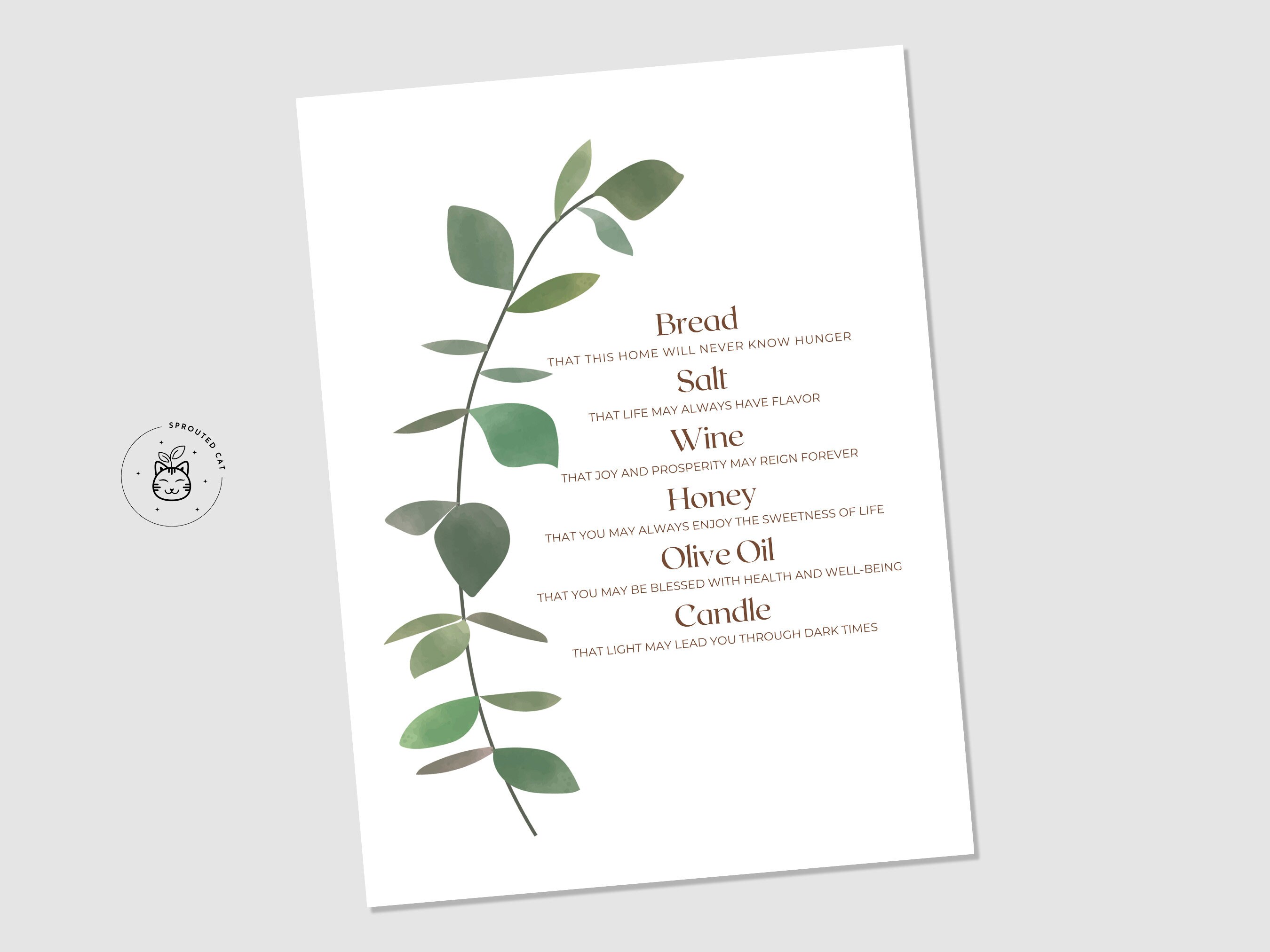 Printable Housewarming Gift, New Home Blessing, Bread Wine Salt Poem, Housewarming Printable ...