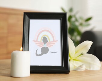 Cat Angel Memorial Print: Rainbow Bridge Pet Loss Card (Digital Download)