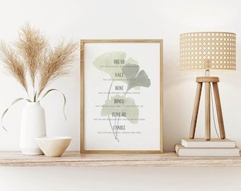 New Home Blessing Print: Bread, Wine, Salt Poem (Digital Download)