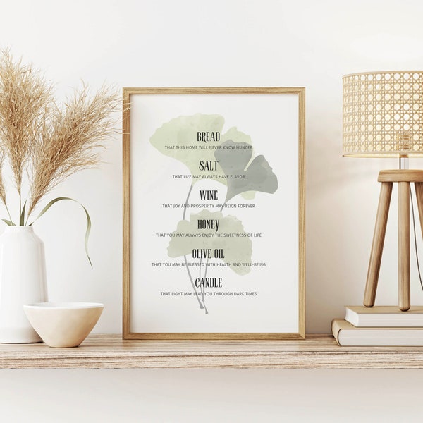 Printable Housewarming Gift, New Home Blessing, Bread Wine Salt Poem, Housewarming Printable, Housewarming Gift Basket Card