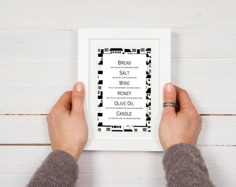 New Home Blessing Print: Bread, Wine, Salt Poem (Digital Download)