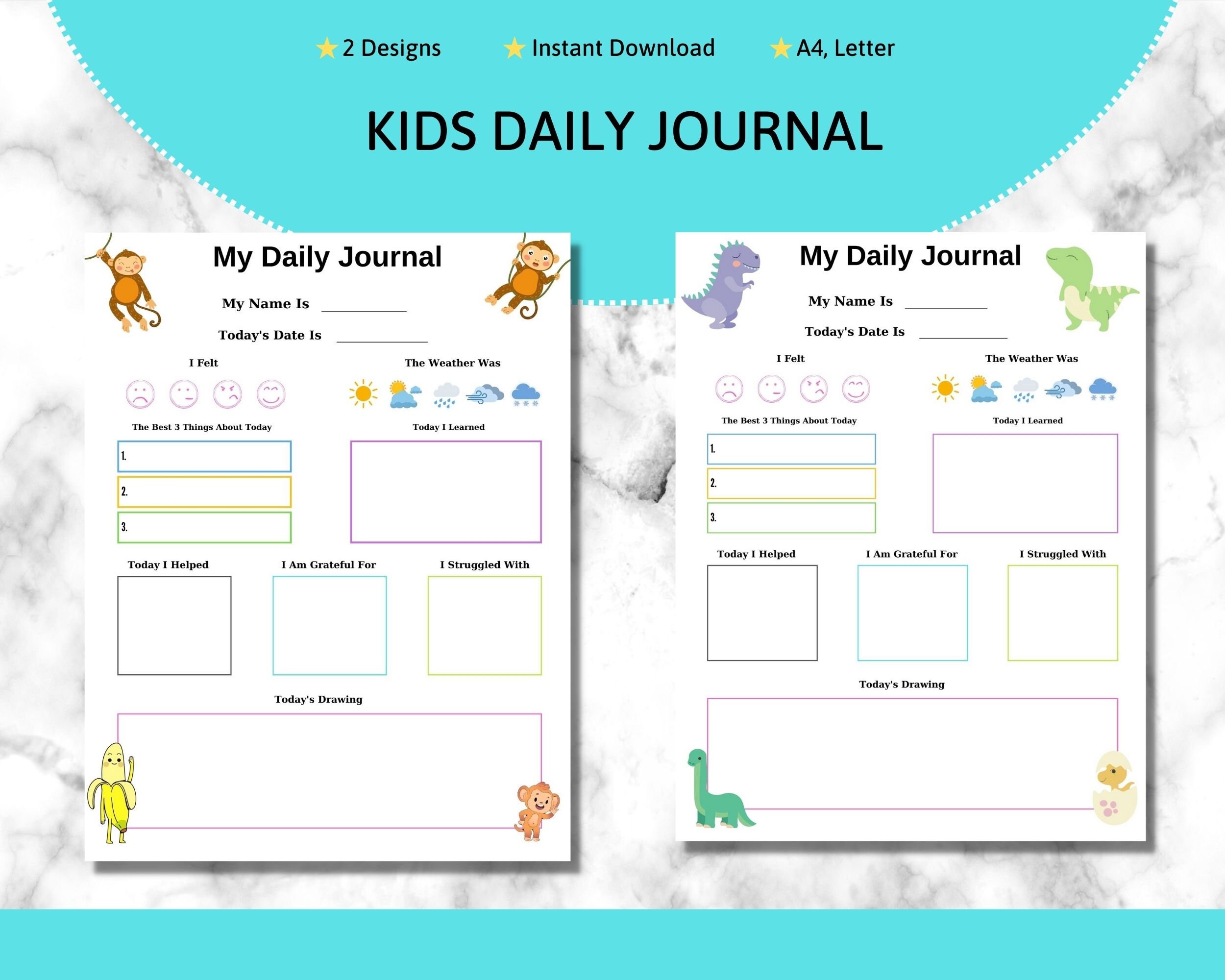 Kids Daily Journal Printable Journal for Kids Diary for - Etsy