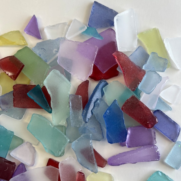 Multi-Color Sea Glass, Tumbled Broken Glass, Assorted colors, shapes, sizes 1/2 - 2", excellent for crafting projects, colorful glass