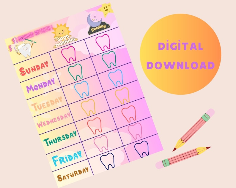 Printable Brushing Teeth Chart Kids Routine Monthly Brushing Checklist Printable Brushing Teeth Chart Kids Routine Monthly Brushing Checklist