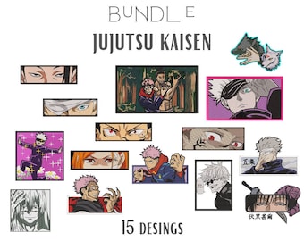 Può includere: Un set di 15 disegni da ricamo con personaggi della serie anime Jujutsu Kaisen. I disegni includono vari personaggi, come Gojo Satoru, Megumi Fushiguro e Sukuna. I disegni sono in una varietà di colori e stili, e sono perfetti per aggiungere un tocco di anime ai tuoi progetti di ricamo.