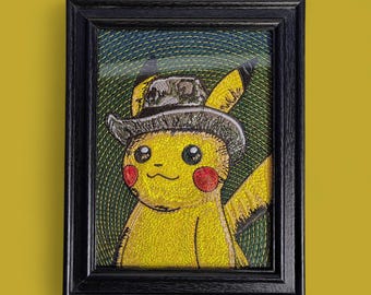 グレーのフェルト帽をかぶったピカチュウ ヴァン・ゴッホ特製ポケモン