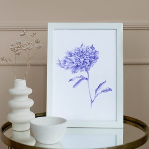 Peony | Handmade art | Printable | Print on demand | Digital | Digital download | Blue | Rustic | Minimalist | Vintage | Romantic | Drawing
