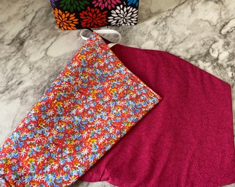 Handmade Floral Fabric Book Cover: Adjustable Book Sleeve