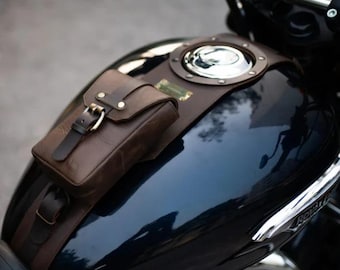 Royal Enfield Meteor 350 leren tankband | Op maat gegraveerde riem, minizakje