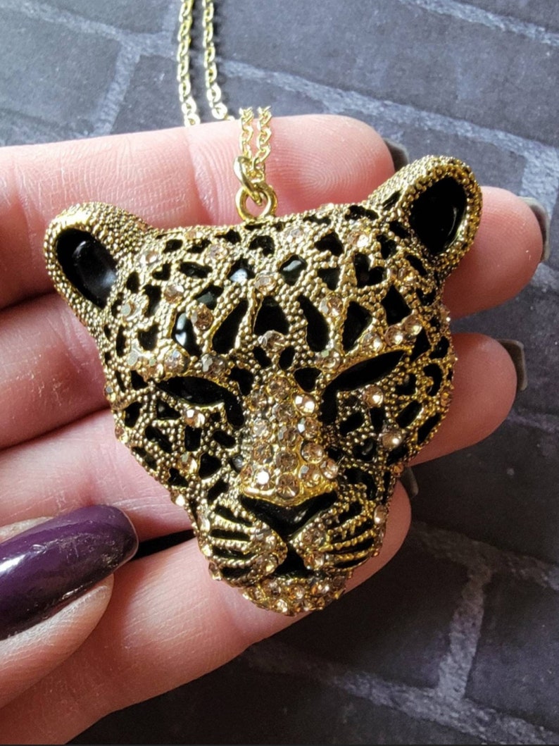 14k Gold Plated Jaguar Cougar Link Chain Necklace image 5