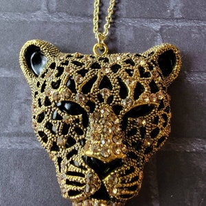 14k Gold Plated Jaguar Cougar Link Chain Necklace image 2