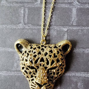 14k Gold Plated Jaguar Cougar Link Chain Necklace image 1