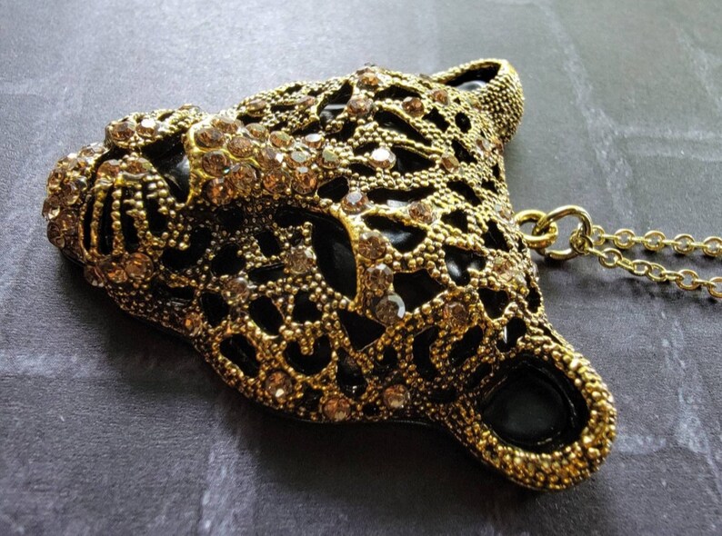 14k Gold Plated Jaguar Cougar Link Chain Necklace image 3