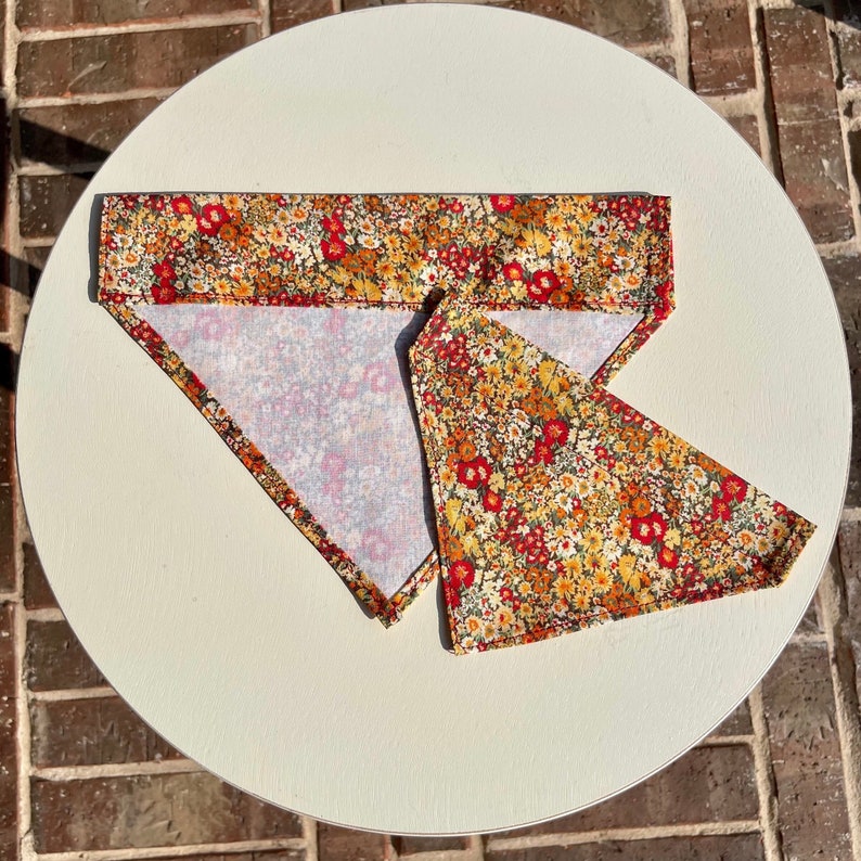 Dog Bandana, Slide on Collar, Over the Collar, Dog Bandana With Flowers