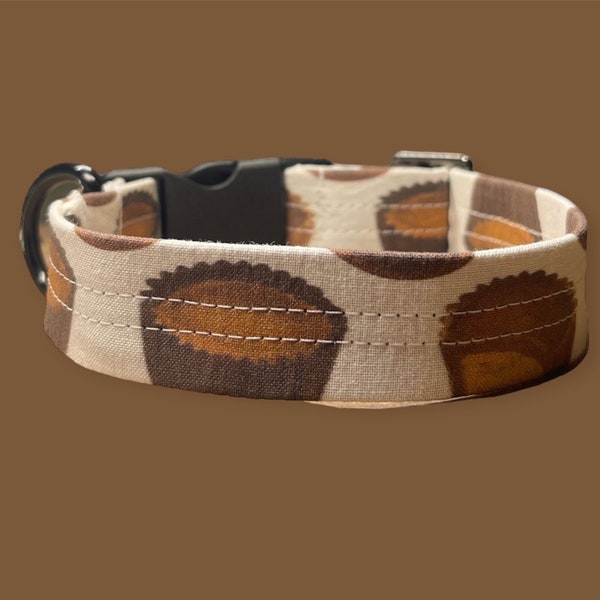 Dog Collar, Cute Handmade Collar, Silent Collars, Peanut Butter Cup Dog Apparel,  Reese Dog Collar, Extra Small Collar, Extra Large Collar