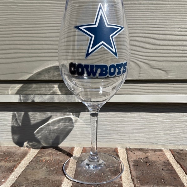 20 oz Dallas Cowboys Plastic or Glass Stemmed Wine Glass