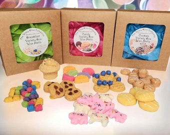 Cookie, Candy or Breakfast Variety Box Wax Melts. Highly Scented Soy Wax.