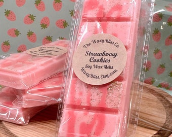 Strawberry Cookies Snap Bar. Highly Scented Soy Wax.
