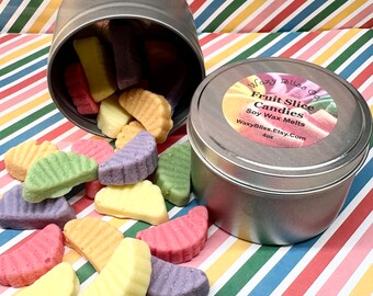 Fruit Slice Candies Wax Melt Tin. Highly Scented Soy Wax.