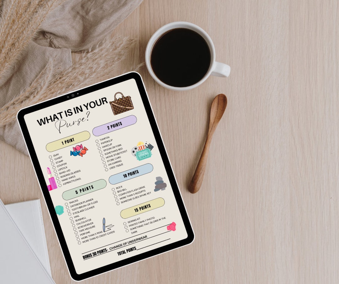 What is in Your Purse Scavenger Hunt Digital Download - Etsy