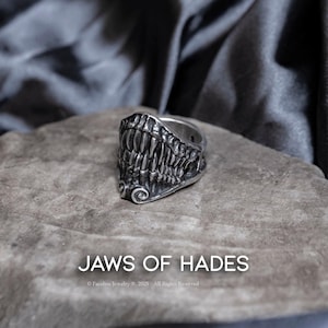 Jaws of Hades: Sterling Silver Sharp Teeth Ring - Greek Mythology Inspired Underworld Jewelry for Men and Women