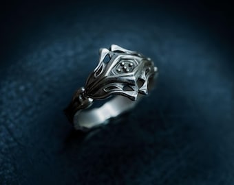 Famine: Enchanting Sterling Silver Elven Ring, Gothic Fantasy Jewelry for Mystical Enthusiasts