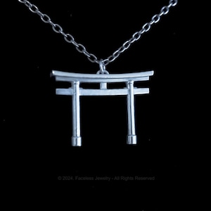 Elegant Silver Torii Gate Pendant: Japanese Shinto Architectural Necklace - Cultural Minimalist Jewelry