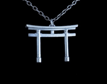 Elegant Silver Torii Gate Pendant: Japanese Shinto Architectural Necklace - Cultural Minimalist Jewelry