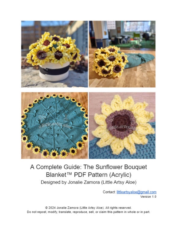 ひまわりブーケブランケット™ マルチサイズガイド ~ かぎ針編み PDF