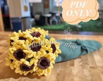 Couverture bouquet de tournesols™ (taille de jeté) ~ Patron PDF en acrylique au crochet