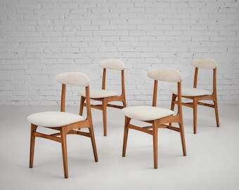 Vintage Mid-Century Esszimmerstuhl von Rajmund Hałas – Fachmännisch restauriertes Vintage-Stück Boucle