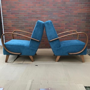 Vintage Pair of Armchairs by Jindřich Halabala | Mid-Century Czech Lounge Chairs | Art Deco Set of 2