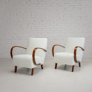 Vintage Pair of Armchairs by Jindřich Halabala | Mid-Century Czech Lounge Chairs | Art Deco Set of 2