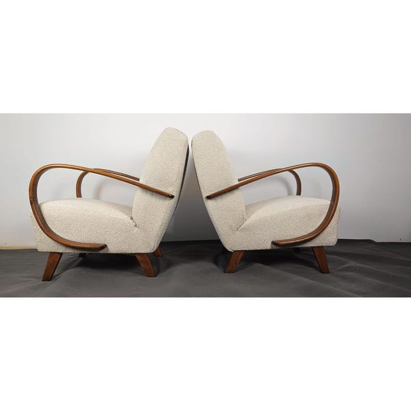 Vintage Pair of Armchairs by Jindřich Halabala | Mid-Century Czech Lounge Chairs | Art Deco Set of 2
