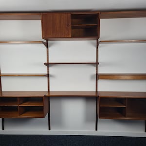 Kai Kristiansen Teak Wall Unit, Mid-Century Scandinavian Shelving System, Danish Modular Storage Unit