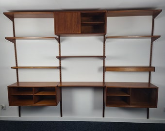 Kai Kristiansen Teak Wandeinheit, Mid-Century Skandinavisches Regalsystem, Dänische modulare Aufbewahrungseinheit