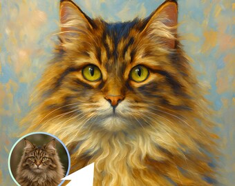 Custom Cat Portrait Keepsake: Bespoke Oil Painting, Touching Memorial Gift for Cat and Dog Lovers