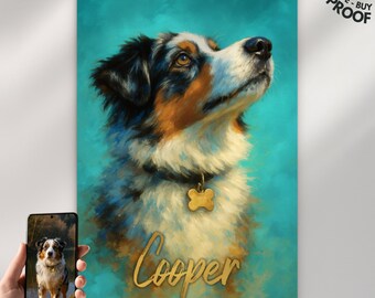 Custom Pet Portrait Oil Painting from Photo, Memorial Gift for Dog Owners, Personalized Wall Decor for Dog & Cat Lovers, Pet Loss Gift