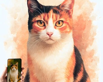 Custom Pet Portrait from Photo – Watercolor Cat & Dog Painting, Personalized Pet Memorial Gift, Wall Art for Pet Lovers