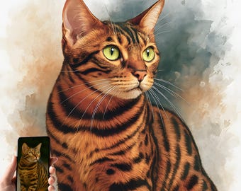 Custom Cat Portrait Watercolor Painting from Photo, Memorial Gift for Dog Owners, Personalized Wall Decor for Dog & Cat Lovers Pet Loss Gift